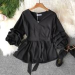 Black statement sleeve top