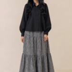 check skirt with shirt black