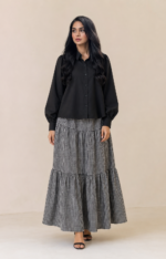 check skirt with shirt black