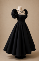 Midnight Duchess Puff Sleeve Dress - Image 3