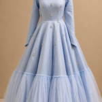 sky blue dimond Tulle Gown