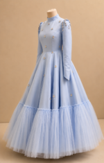 sky blue dimond Tulle Gown - Image 2