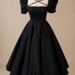 Midnight Duchess Puff Sleeve Dress