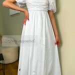 White cotton puff sleeve dress