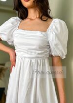 White cotton puff sleeve dress - Image 2