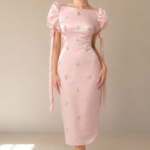 Blush Pearl Satin Midi Dress