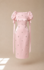 Blush Pearl Satin Midi Dress - Image 2