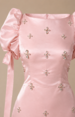 Blush Pearl Satin Midi Dress - Image 3