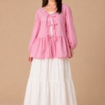 Blush Ribbon Peplum Top