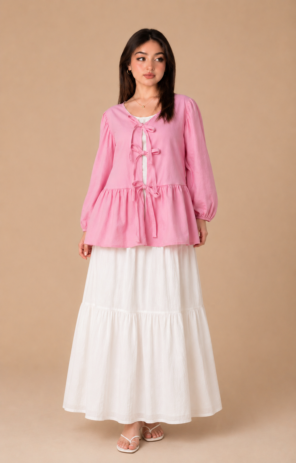 ChatGPT Image May 12, 2026, 02_10_17 PM Blush Ribbon Peplum Top - Image 1