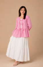Blush Ribbon Peplum Top - Image 2