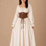 Mocha Cotton Corset Maxi Dress