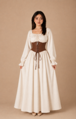 Mocha Cotton Corset Maxi Dress