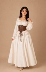 Mocha Cotton Corset Maxi Dress - Image 3