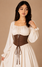 Mocha Cotton Corset Maxi Dress - Image 4