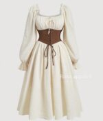 Mocha Cotton Corset Maxi Dress - Image 2
