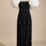 Black body cone dress embellished with pearls