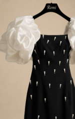 Black body cone dress embellished with pearls - Image 2