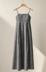 Black and white check midi dress