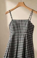 Black and white check midi dress - Image 2