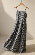 Black and white check midi dress - Image 3