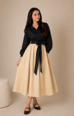 Monochrome Grace Midi Dress - Image 2