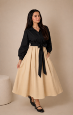 Monochrome Grace Midi Dress