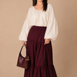 Burgundy Grace Tiered Maxi Skirt Set