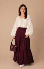 Burgundy Grace Tiered Maxi Skirt Set